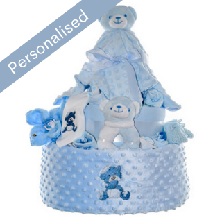 Personalised Ultimate Bear Nappy Cake - Blue image